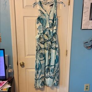 White House Black Market Teal and White Maxi Dress